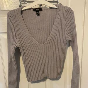 Light grey, knit, ribbed top